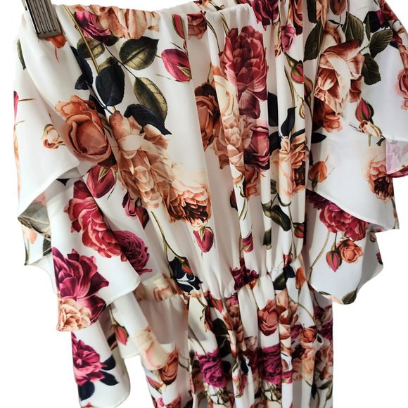Sheike dress off shoulder mid length floral size 10 - Picture 15 of 16